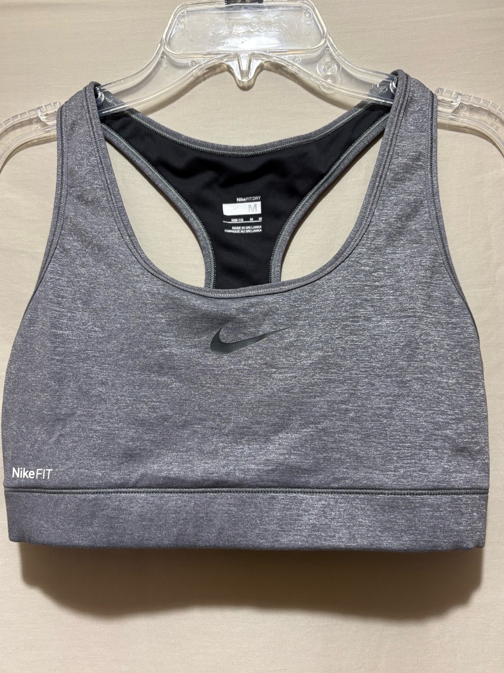Nike Gray Dri-FIT Racerback Sports Bra Size M